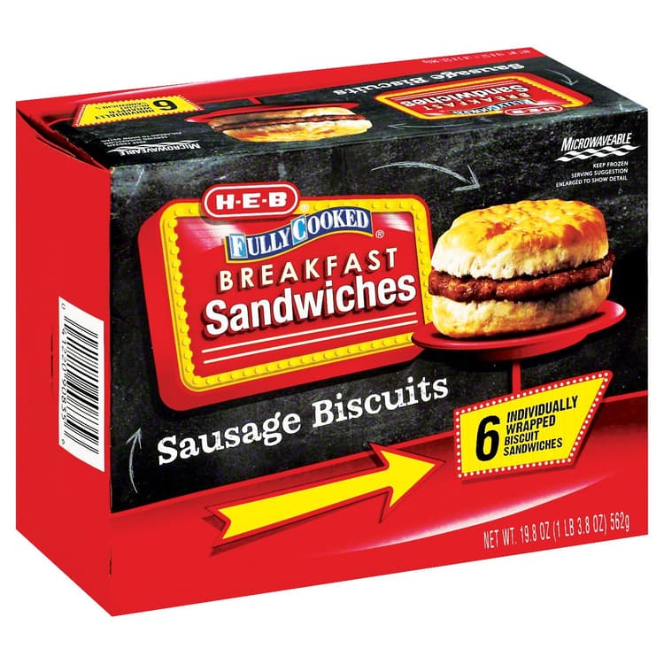 H-E-B  Breakfast Biscuit Sandwiches - Sausage