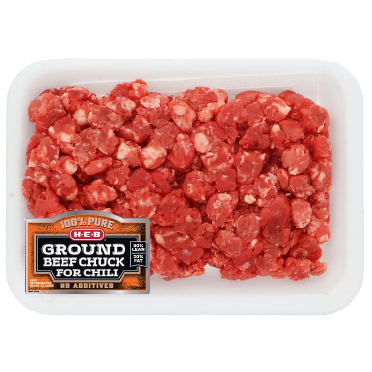 H-E-B 100% Pure Ground Beef Chuck For Chili, 80% Lean