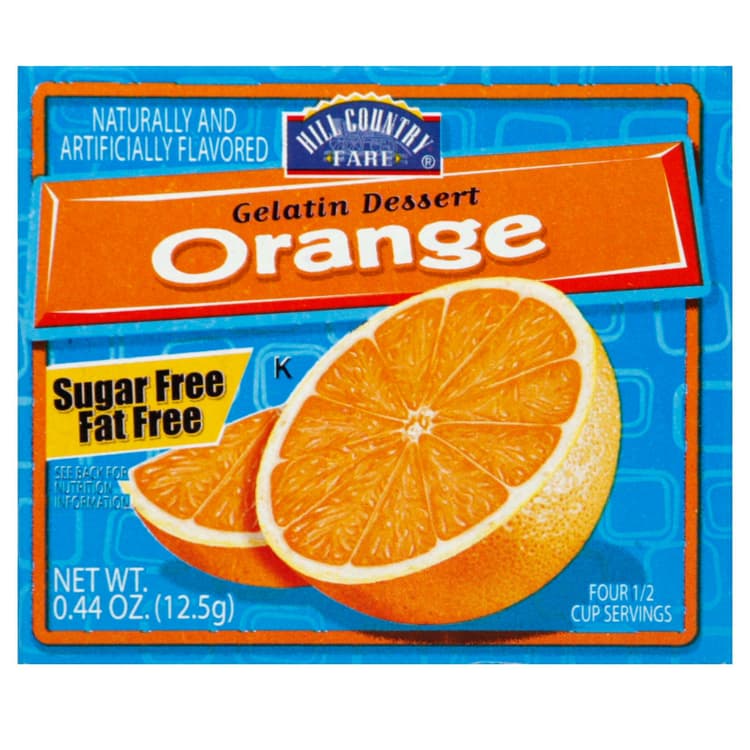 Hill Country Fare Sugar Free Orange Gelatin Dessert Mix