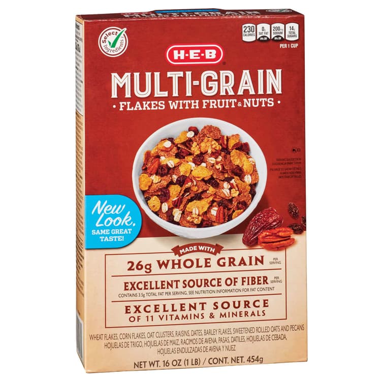 H-E-B Multi-Grain Flakes With Fruits & Nuts Cereal
