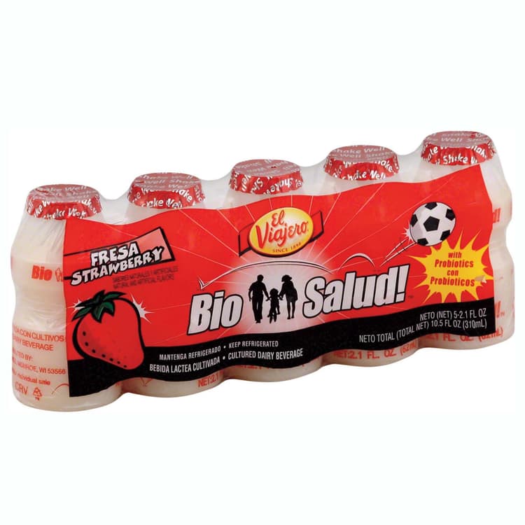 El Viajero Bio Salud! Cultured Fresa Strawberry Dairy Beverage Bottles