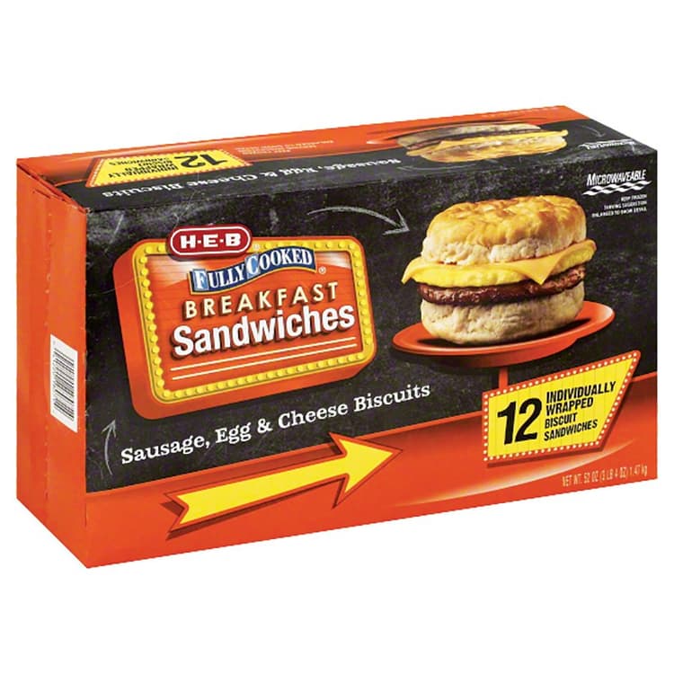 H-E-B  Breakfast Biscuit Sandwiches, Value Pack - Sausage, Egg & Cheese