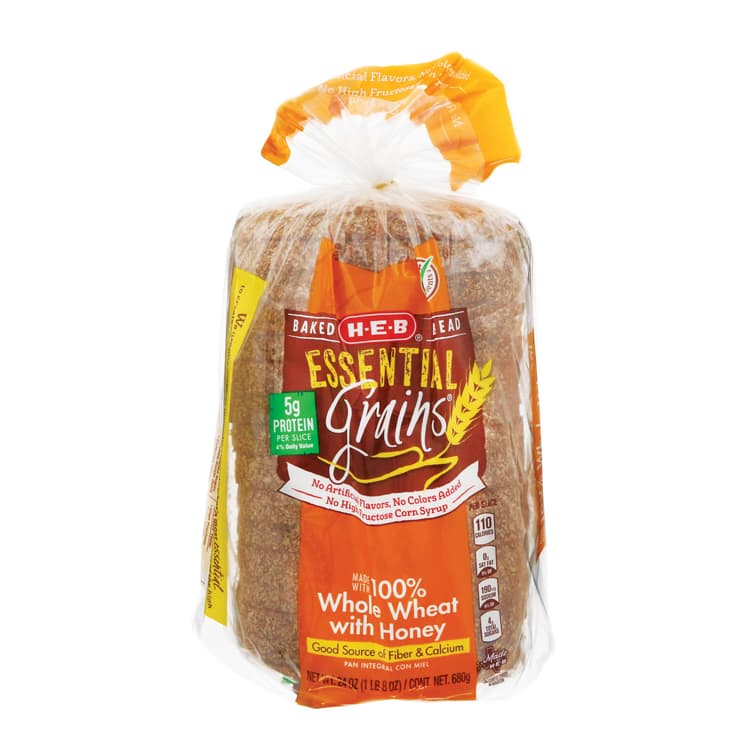 H-E-B Essential Grains 100% Whole Wheat With Honey Bread