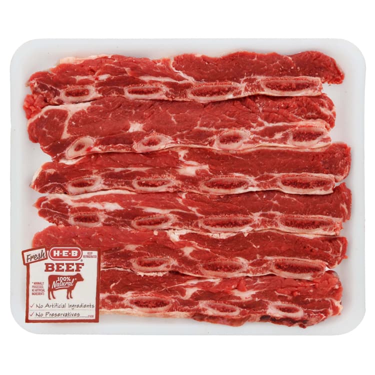 H-E-B Chuck Shoulder Beef Flanken Style Ribs - Value