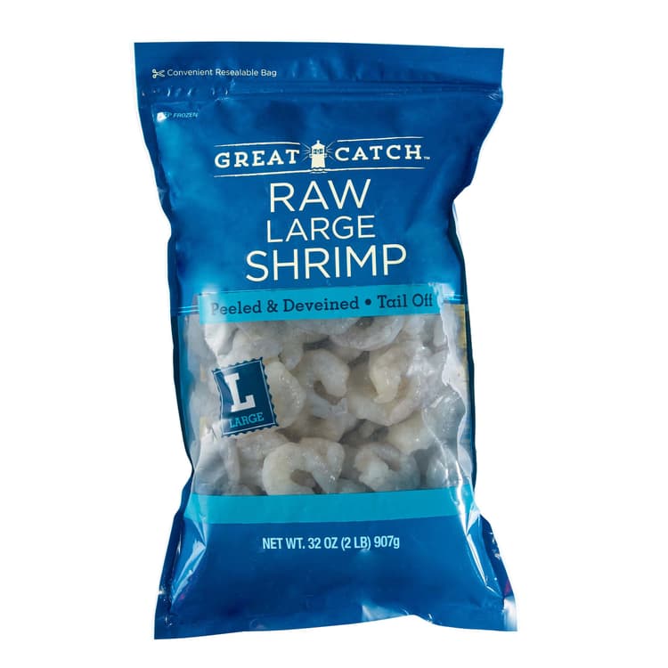 Great Catch  Peeled Deveined Tail-Off Large Raw Shrimp