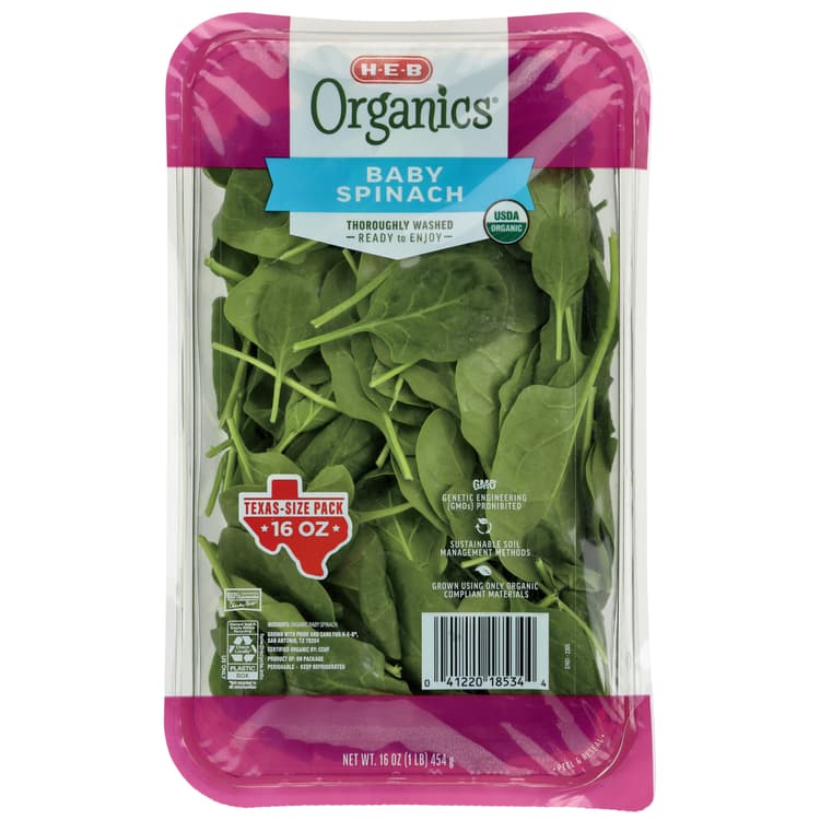 H-E-B Organics Fresh Baby Spinach - Texas-Size