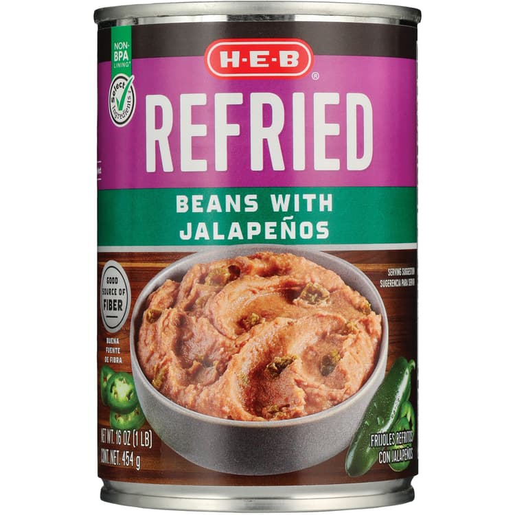 H-E-B Refried Beans With Jalapenos