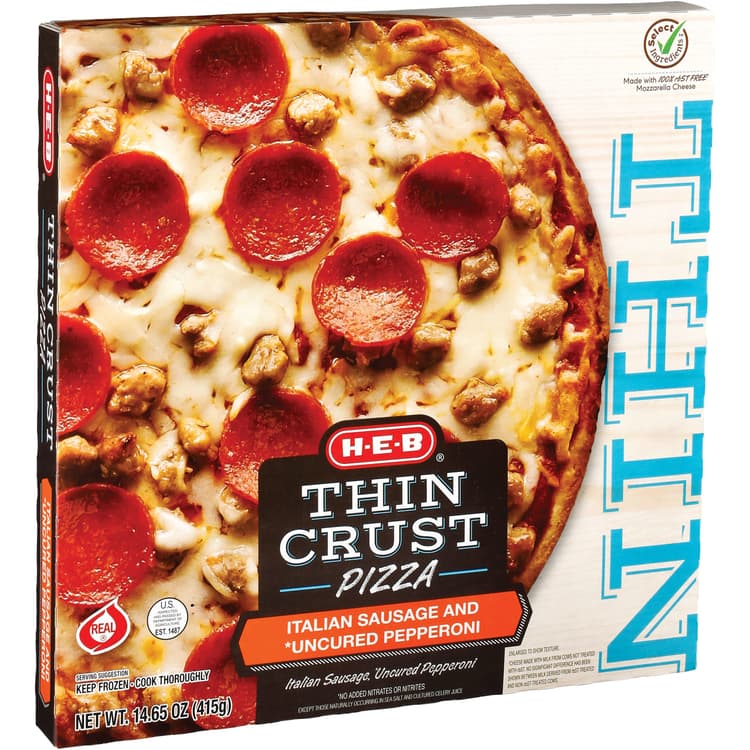 H-E-B Thin Crust  Pizza - Italian Sausage & Uncured Pepperoni