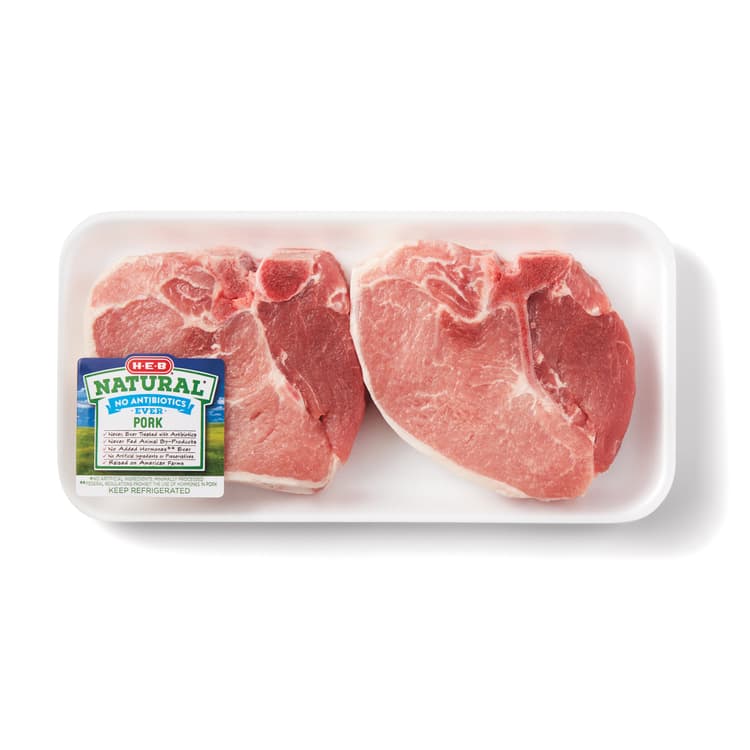 H-E-B Natural Bone-In Center Loin Pork Chops, Thick Cut