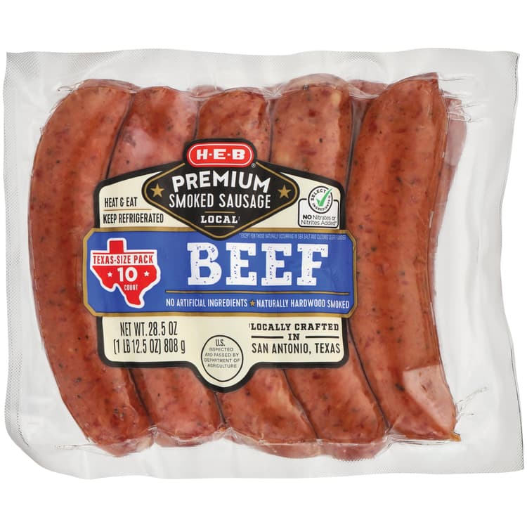 H-E-B Premium Beef Smoked Sausage Links - Texas-Size
