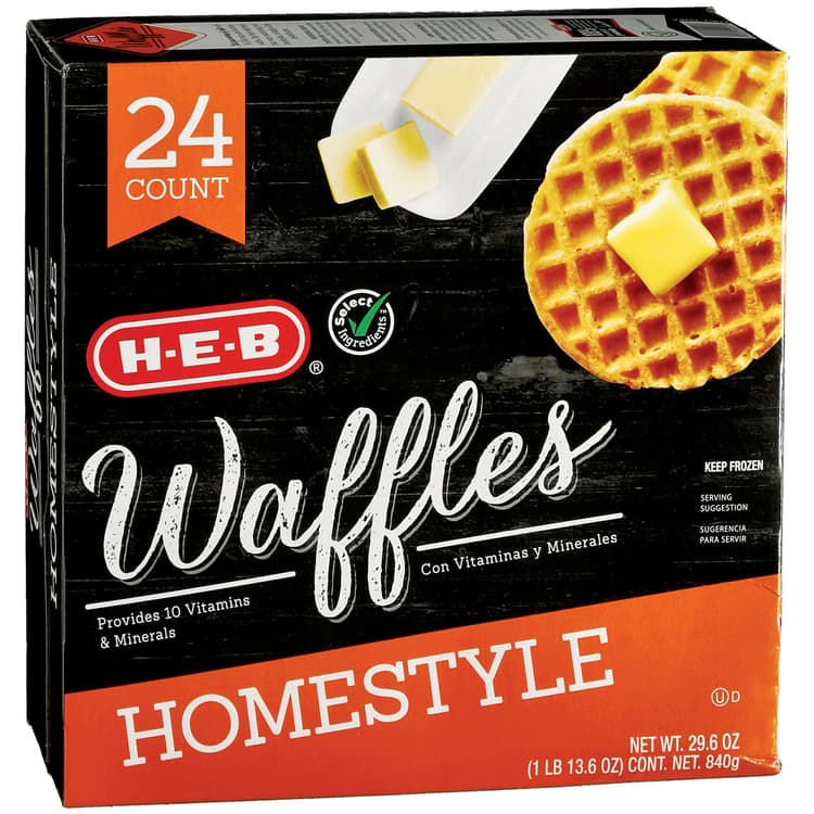 H-E-B  Waffles - Homestyle, Family