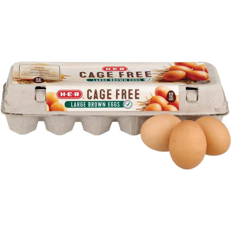 H-E-B Grade Aa Cage Free Large Brown Eggs