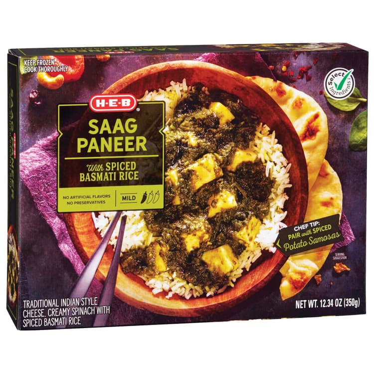 H-E-B Saag Paneer With Spiced Basmati Rice
