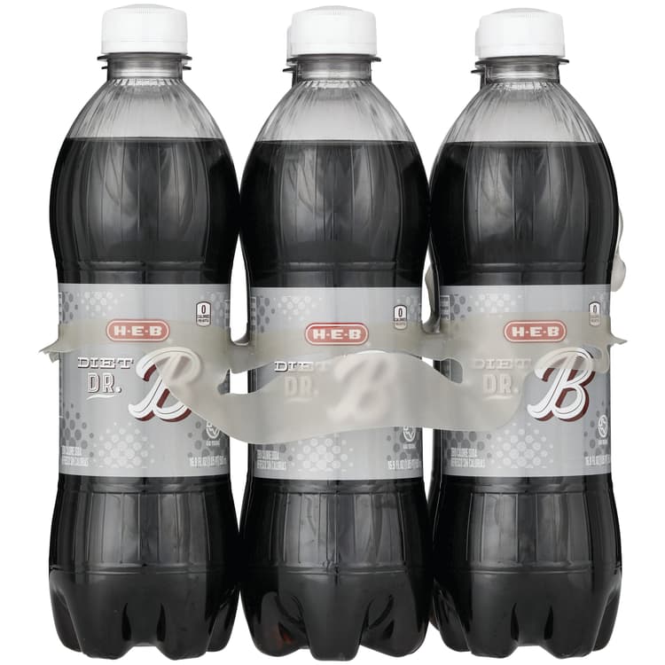 H-E-B Diet Dr. B Soda Bottles
