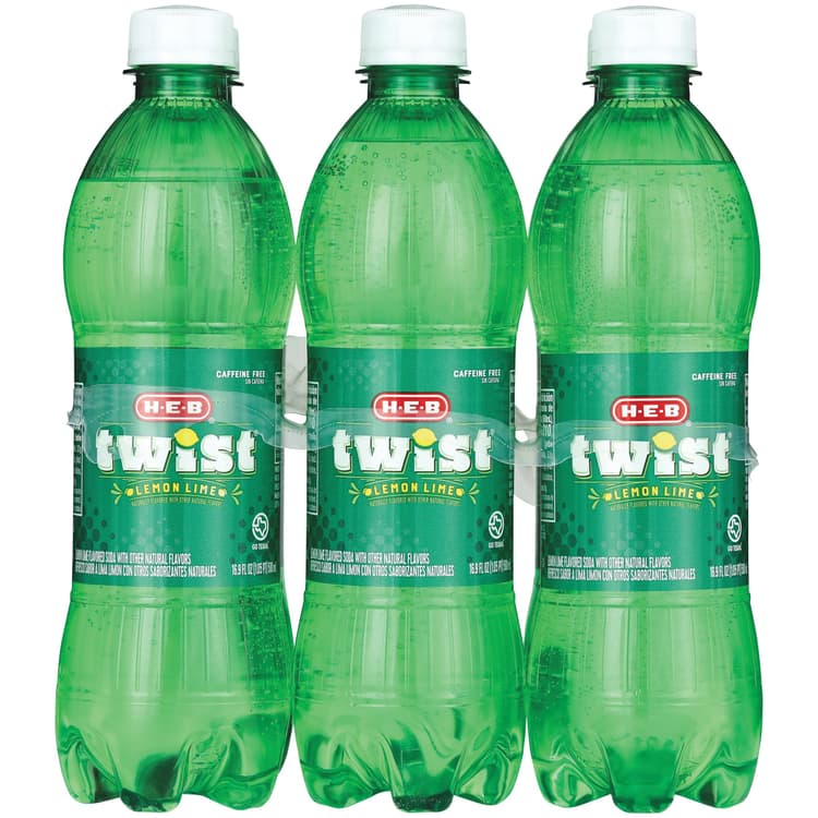 H-E-B Twist Lemon Lime Soda Bottles