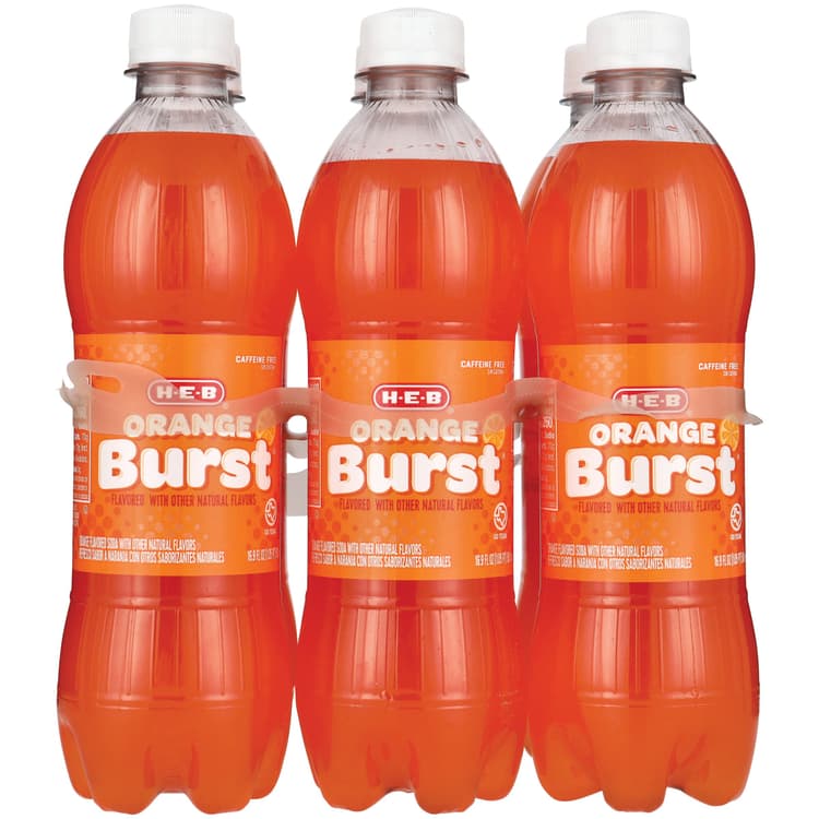 H-E-B Orange Burst Soda Bottles