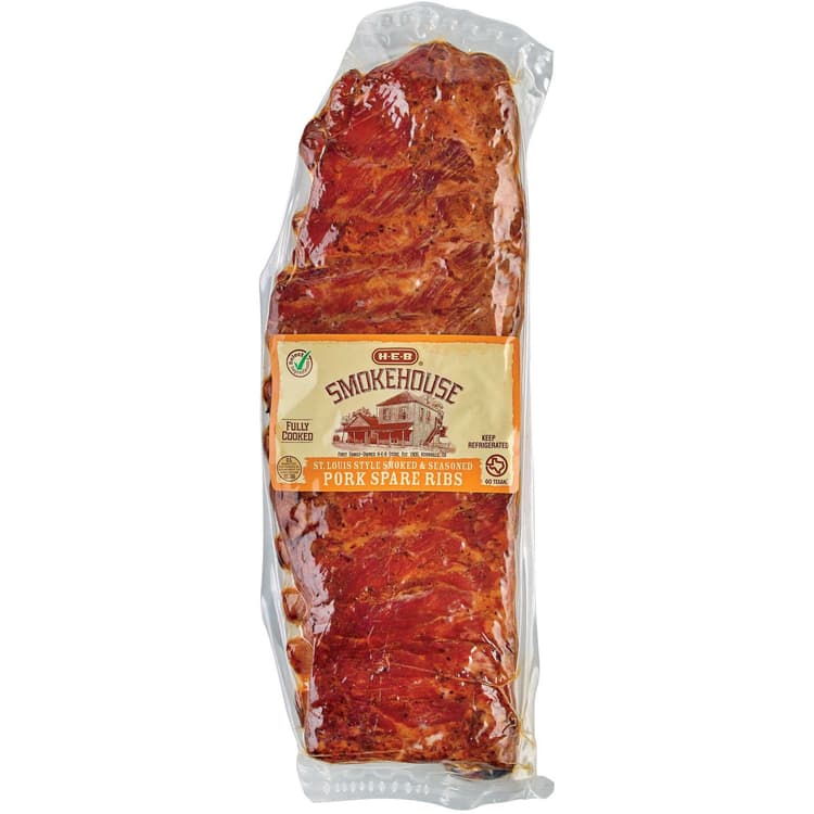H-E-B Select Ingredients Fully Cooked Natural St. Louis Pork Spare Ribs