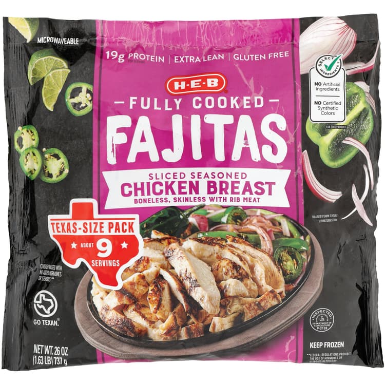 H-E-B Fully Cooked  Seasoned Chicken Breast Fajitas - Texas-Size