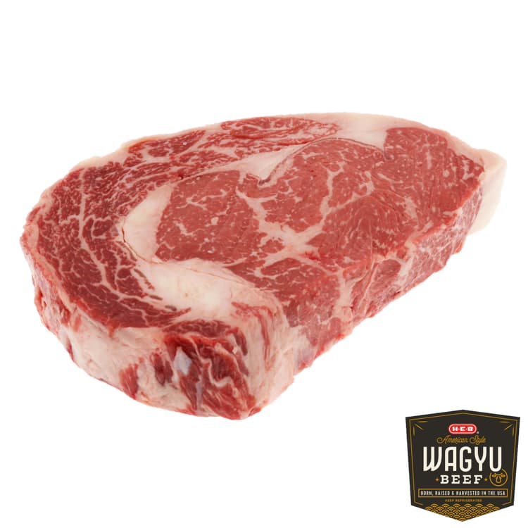 H-E-B Wagyu Beef Ribeye Steak Boneless Thin, Service Case