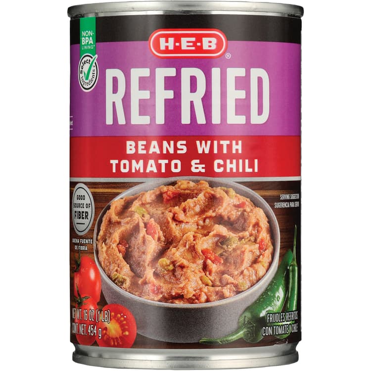 H-E-B Refried Beans With Tomatoes & Chili
