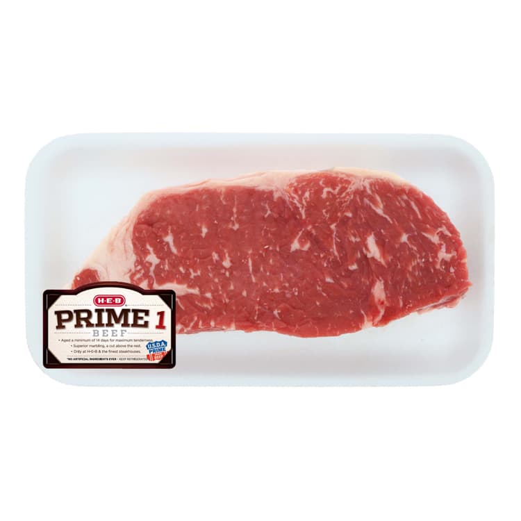 H-E-B Prime 1 Beef New York Strip Steak Boneless, Usda Prime