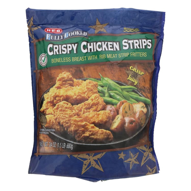H-E-B Fully Cooked  Crispy Chicken Strips