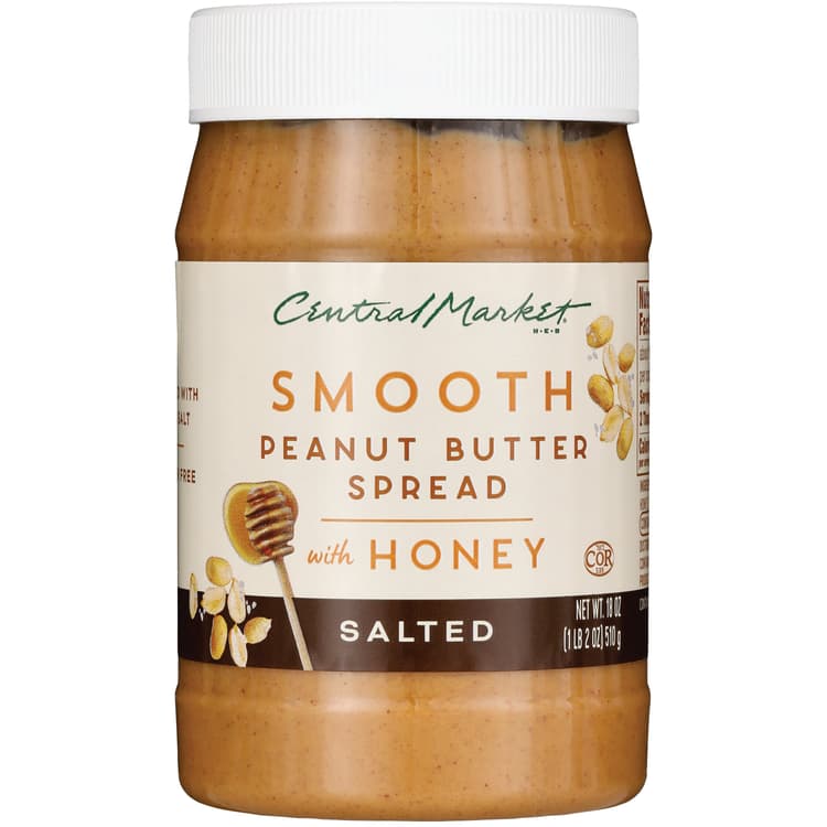 Central Market Smooth Peanut Butter With Honey - Salted