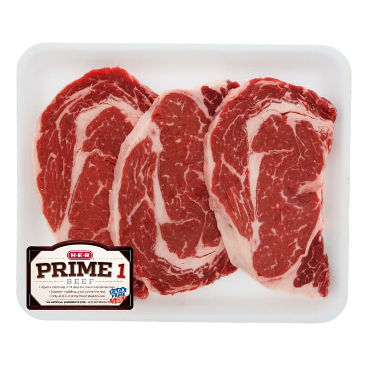 H-E-B Prime 1 Beef Boneless Ribeye Steaks - Value