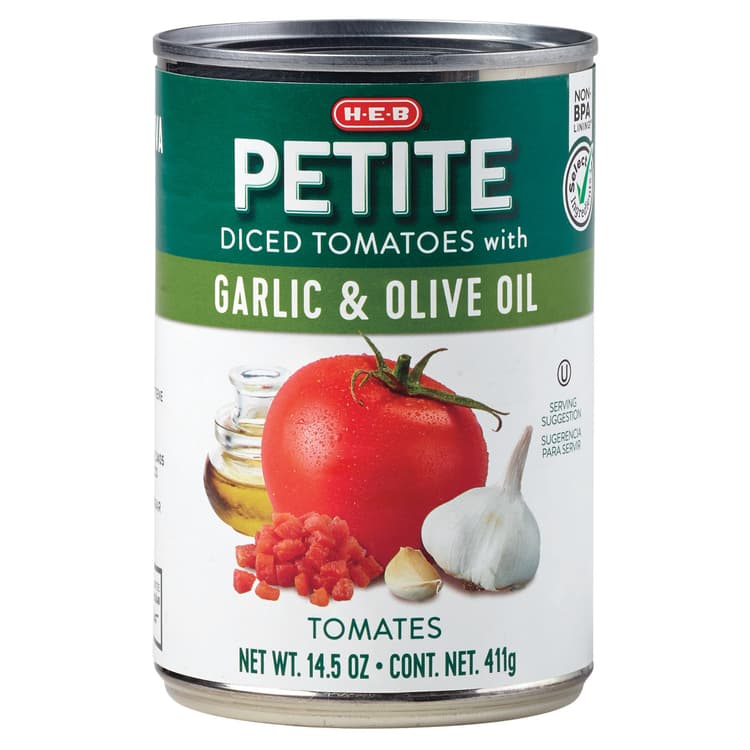 H-E-B Petite Diced Tomatoes With Garlic & Olive Oil