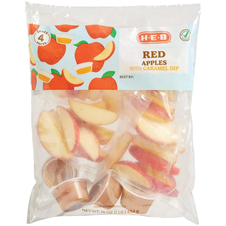 H-E-B Ready, Fresh, Go! Sliced Red Apples With Caramel Dip