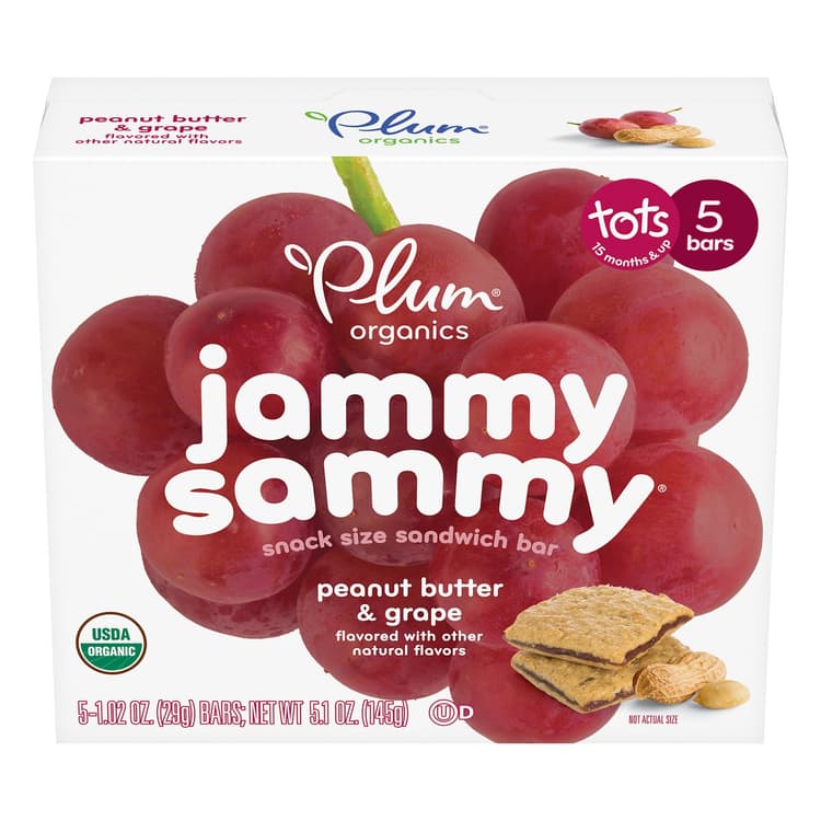 Plum Organics Jammy Sammy Snack Size Sandwich Bars - Peanut Butter & Grape