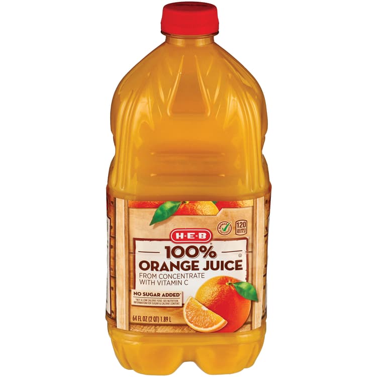H-E-B No Sugar Added 100% Orange Juice