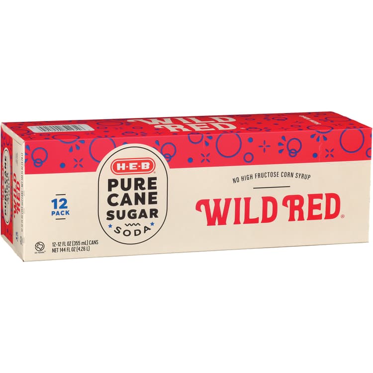 H-E-B Wild Red Soda Cans - Pure Cane Sugar