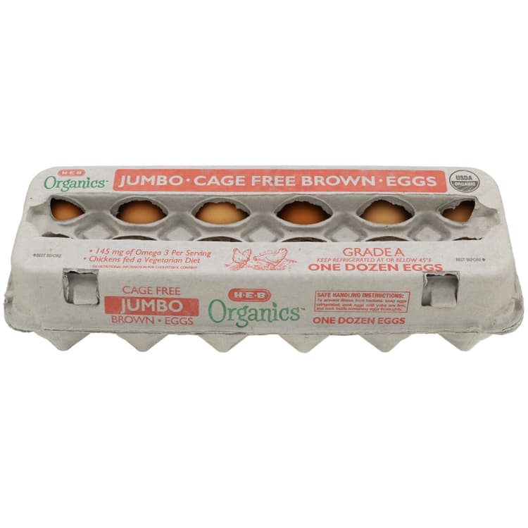 H-E-B Organics Cage Free Jumbo Brown Eggs