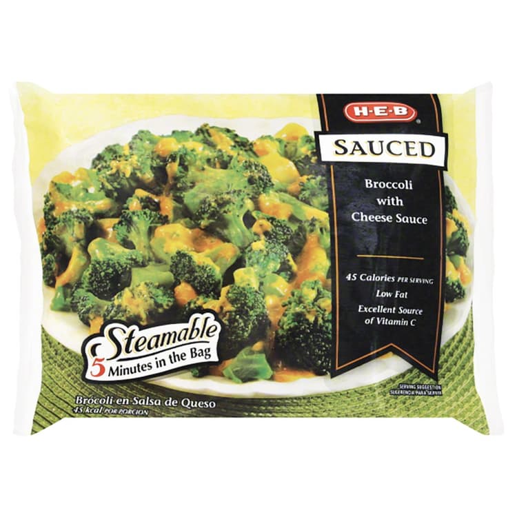 H-E-B  Steamable Broccoli In Cheese Sauce