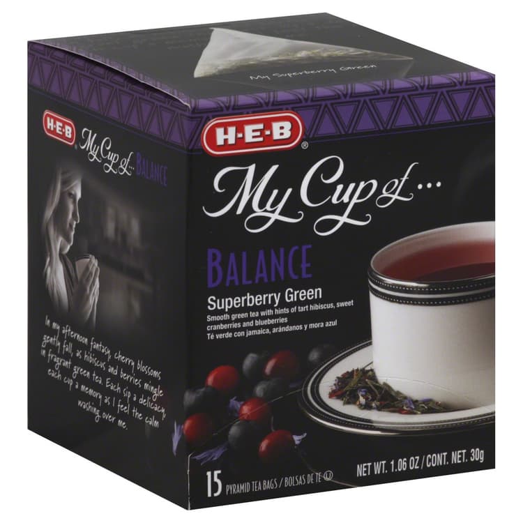 H-E-B My Cup Of Balance Superberry Green Tea, Pyramid