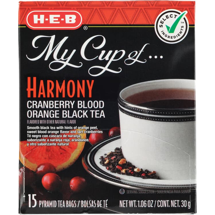 H-E-B My Cup Of Harmony Cranberry Blood Orange Black Tea, Pyramid