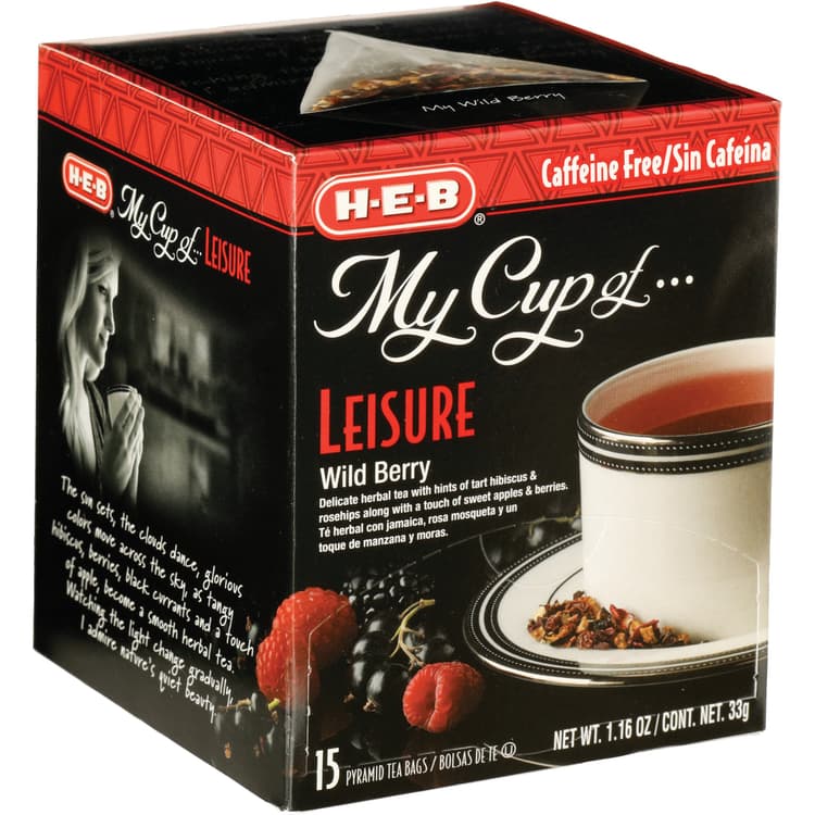 H-E-B My Cup Of Leisure Wild Berry Caffeine Free Herbal Tea, Pyramid