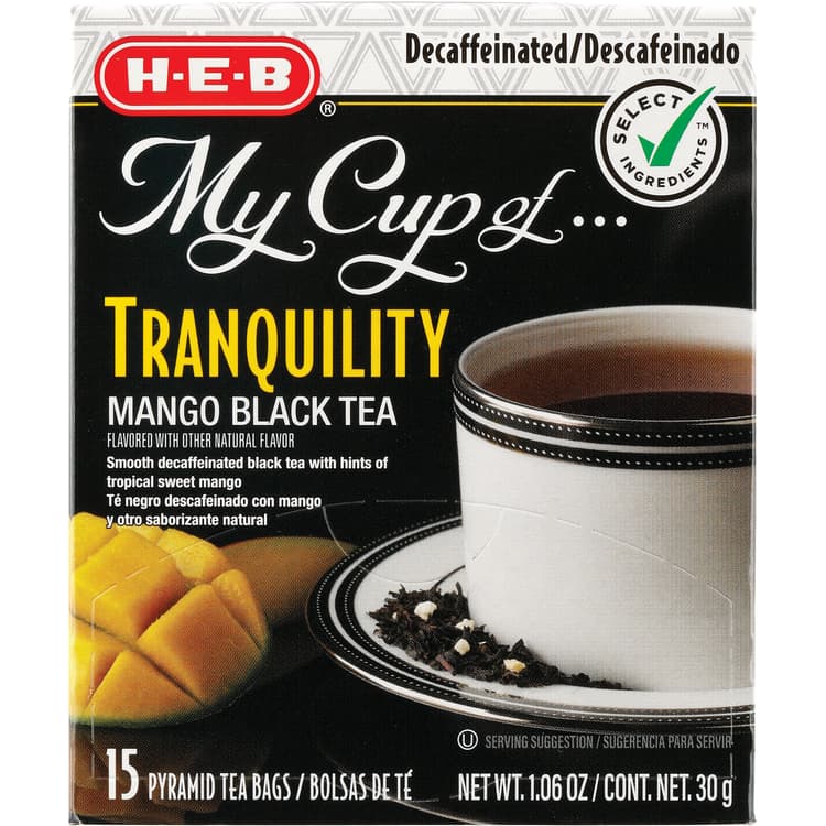 H-E-B My Cup Of Tranquility Decaffeinated Mango Black Tea, Pyramid