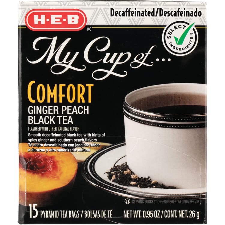 H-E-B My Cup Of Comfort Decaffeinated Ginger Peach Black Tea, Pyramid