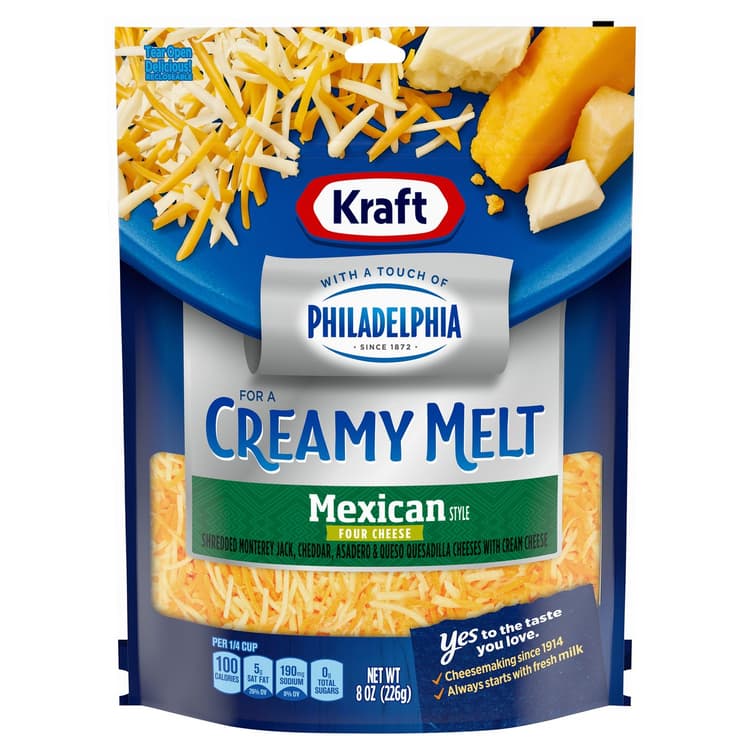 Kraft 4 Cheese Mexican Style Shredded Cheese With A Touch Of Philadelphia