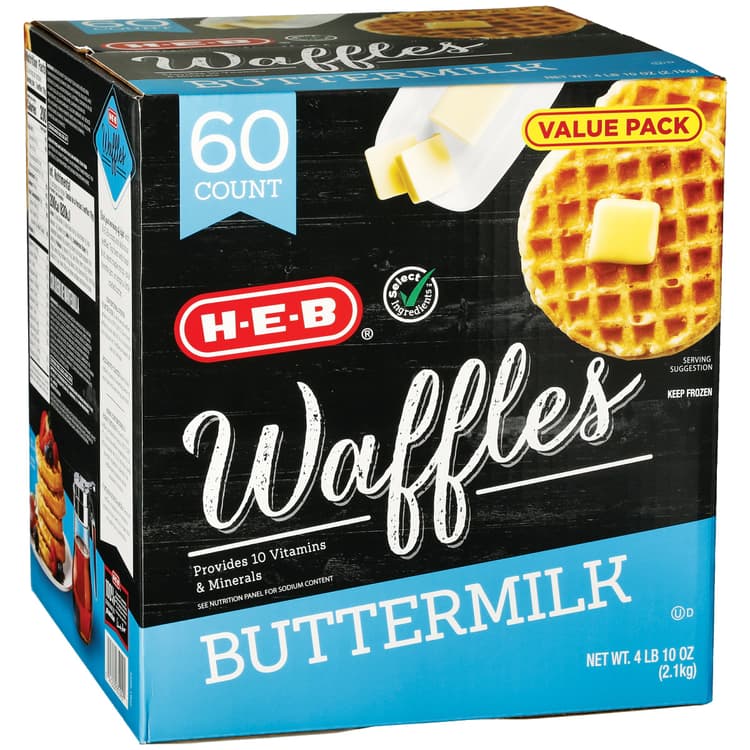 H-E-B  Waffles - Buttermilk, Value