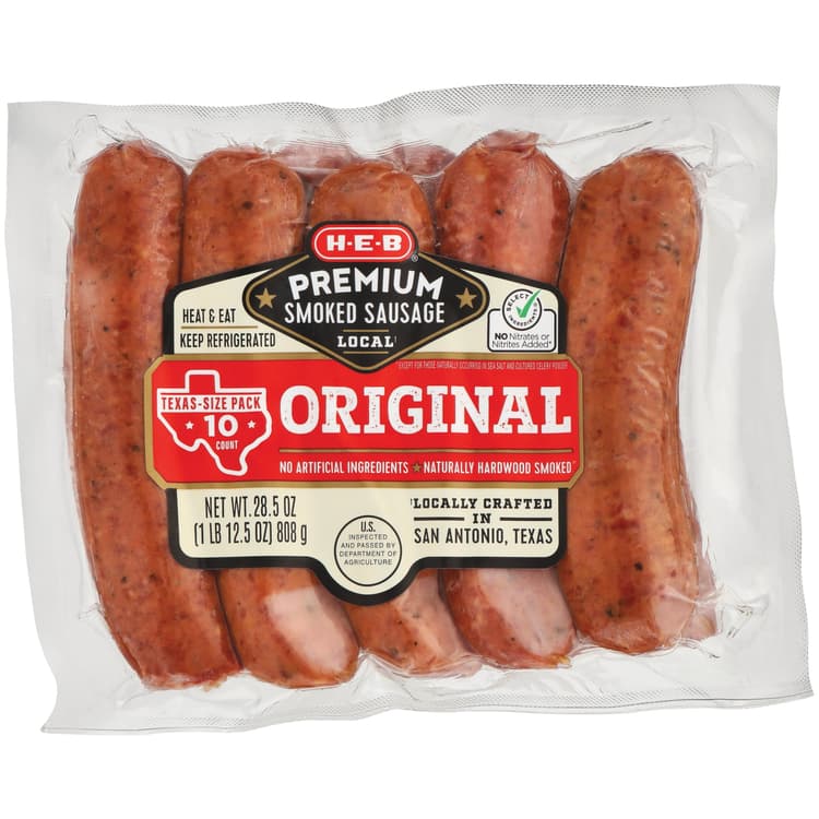 H-E-B Premium Smoked Sausage Links - Original - Texas-Size