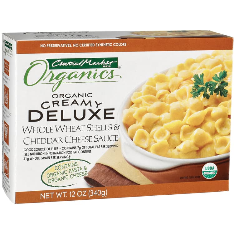Central Market Organics Creamy Deluxe Whole Wheat Shells & Cheddar Cheese Sauce