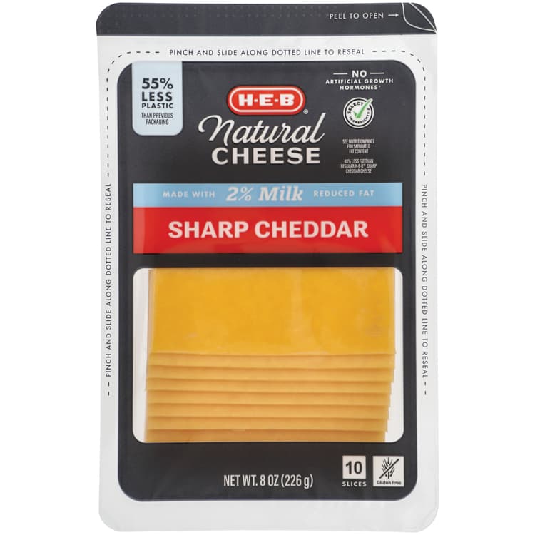 H-E-B Reduced Fat Sharp Cheddar Sliced Cheese