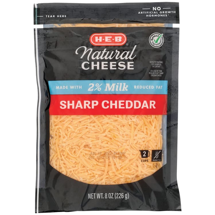H-E-B Reduced Fat Sharp Cheddar Shredded Cheese