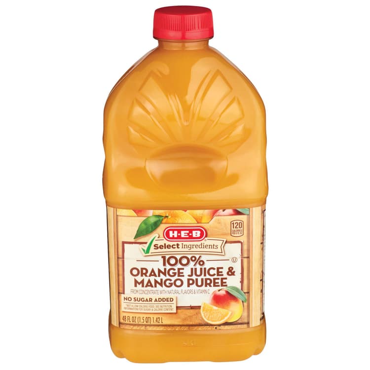 H-E-B No Sugar Added 100% Orange Juice & Mango Puree