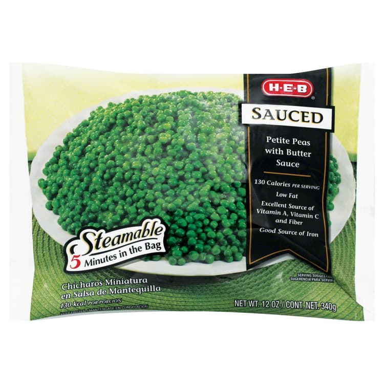 H-E-B  Steamable Petite Peas In Butter Sauce