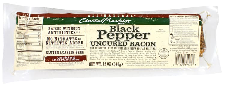 Central Market Natural Black Pepper Uncured Bacon