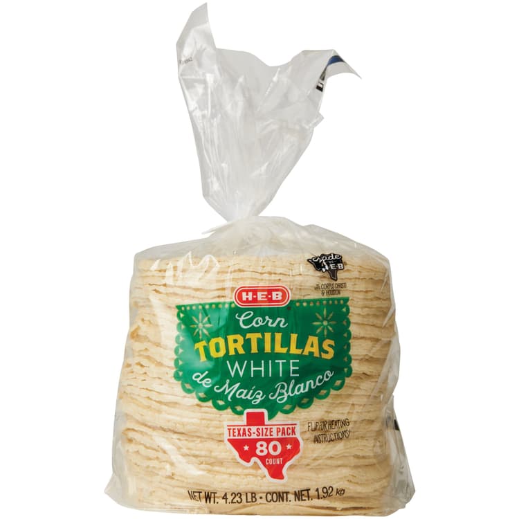 H-E-B White Corn Tortillas - Texas-Size